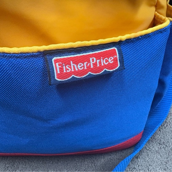 FISHER PRICE Diaper Bag Tote Cooler Bag Blue Yellow Vintage Large Travel 90's - Picture 2 of 16